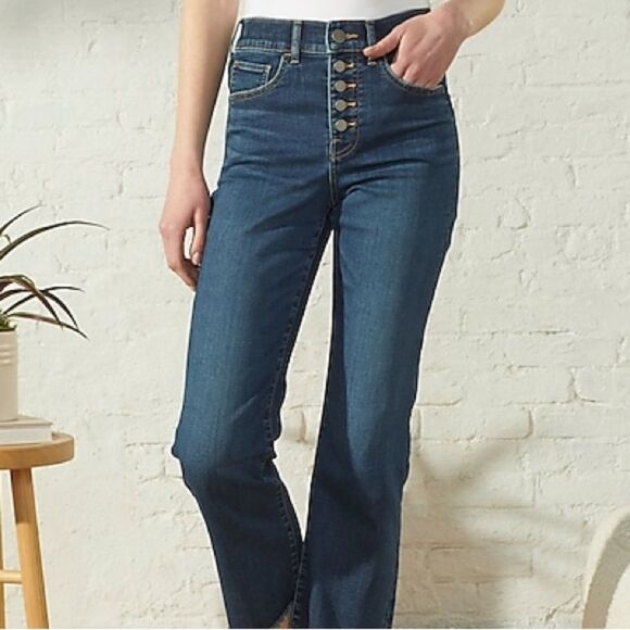 Express Jeans Size 14 Cropped Wide Leg High Rise Jeans with Button Fly - Picture 1 of 9